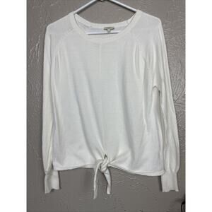 Project Sweater Womens Sweater Ivory Round Neck Cotton Tie Waist Size Medium